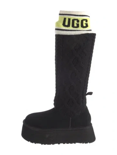 Pre-owned Ugg Suede Patterned Boots In Black