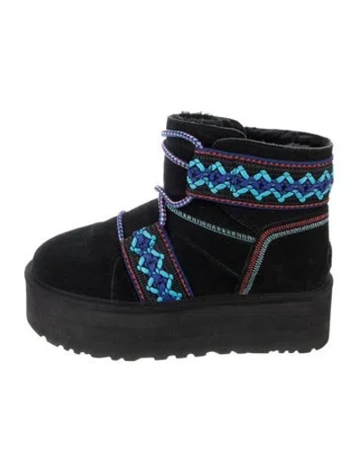 Pre-owned Ugg Suede Patterned Boots In Blue
