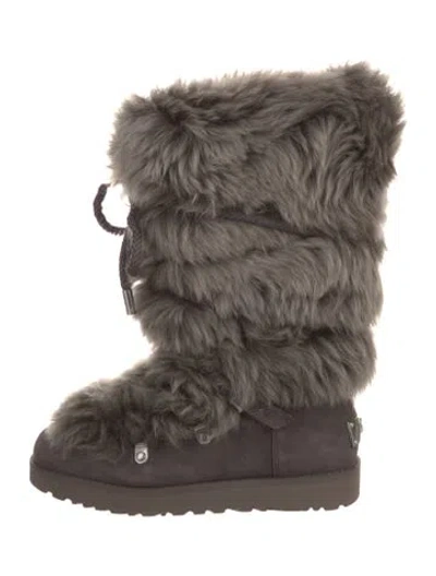 Pre-owned Ugg Suede Patterned Boots In Gray