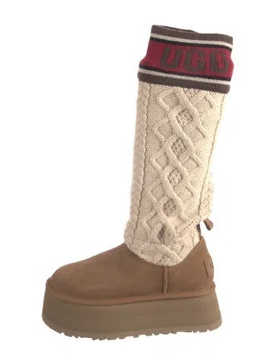 Pre-owned Ugg Suede Patterned Boots In Neutrals