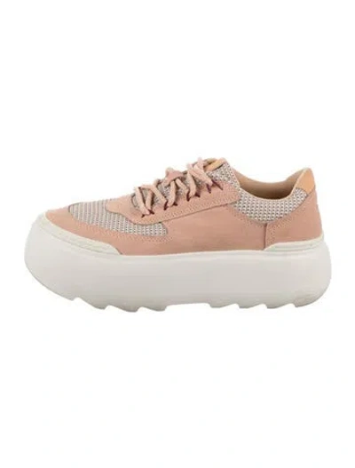 Pre-owned Ugg Suede Patterned Sneakers In White