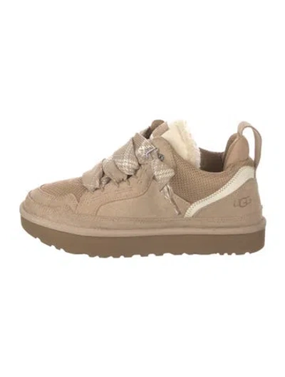 Pre-owned Ugg Suede Plaid Print Sneakers In Brown