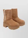 Ugg Suede Platform Ankle Boots With Round Toe In Brown