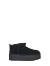 Ugg Classic Ultra Mini Low-cut Platform Leather Boots In Black