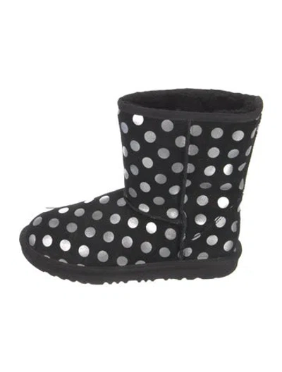 Pre-owned Ugg Suede Polka Dot Print Boots In Black