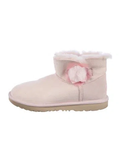 Pre-owned Ugg Suede Pom-pom Embellishments Snow Boots In Pink