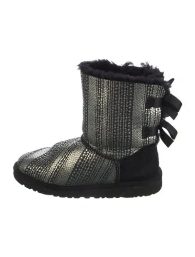 Pre-owned Ugg Suede Printed Boots In Black