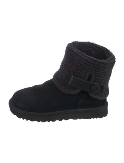 Pre-owned Ugg Suede Printed Boots In Black