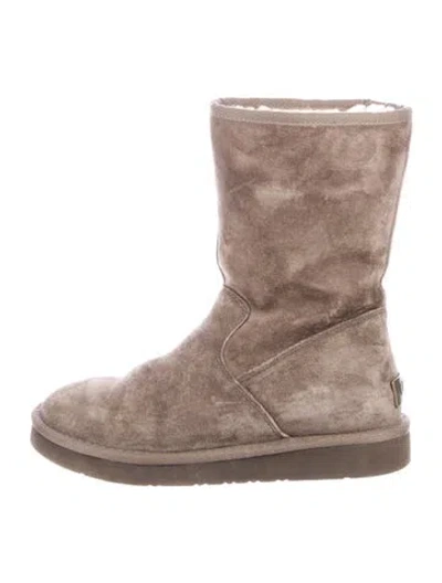 Pre-owned Ugg Suede Printed Boots In Neutral