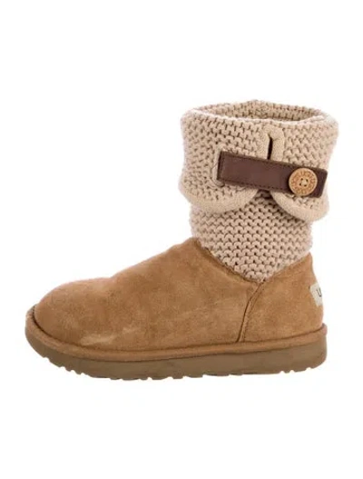 Pre-owned Ugg Suede Printed Boots In Neutral