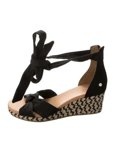 Pre-owned Ugg Suede Printed Espadrilles In Black