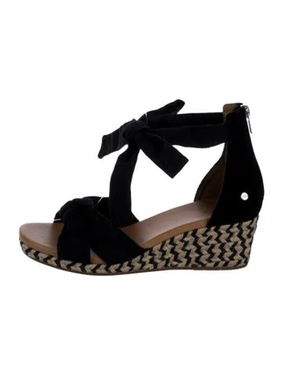 Pre-owned Ugg Suede Printed Espadrilles In Black