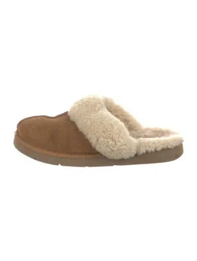 Pre-owned Ugg Suede Printed Mules In Brown