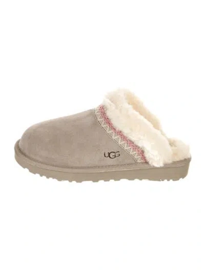 Pre-owned Ugg Suede Printed Mules W/ Tags In Neutral
