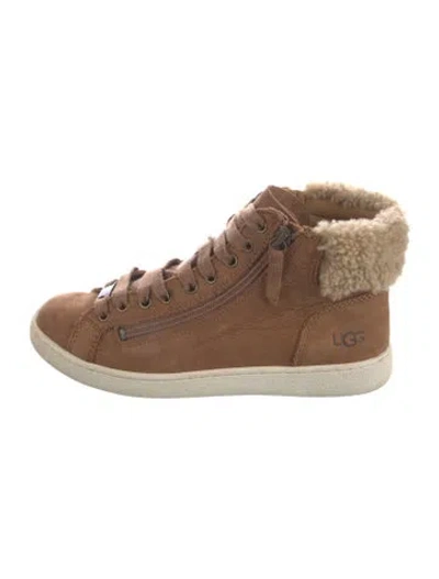 Pre-owned Ugg Suede Printed Sneakers In Brown