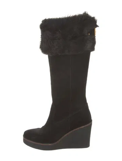 Pre-owned Ugg Suede Rain Boots In Black