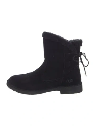 Pre-owned Ugg Suede Rain Boots W/ Tags In Black