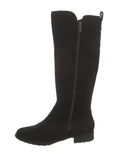 Pre-owned Ugg Suede Riding Boots In Black