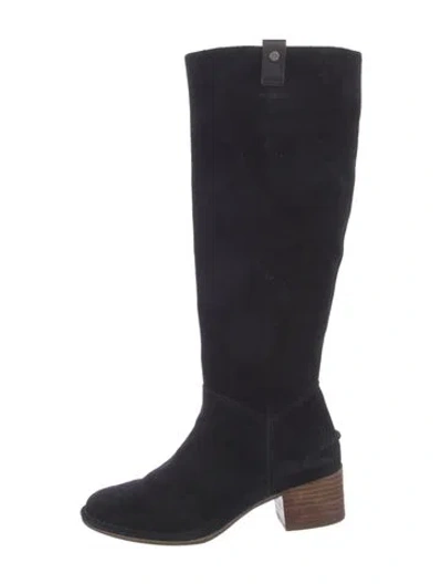 Pre-owned Ugg Suede Riding Boots In Black