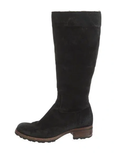 Pre-owned Ugg Suede Riding Boots In Black