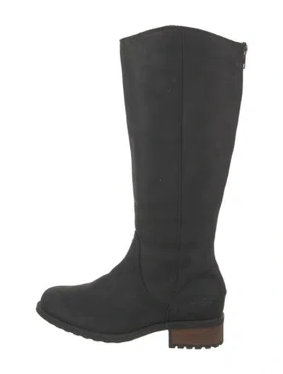 Pre-owned Ugg Suede Riding Boots In Black