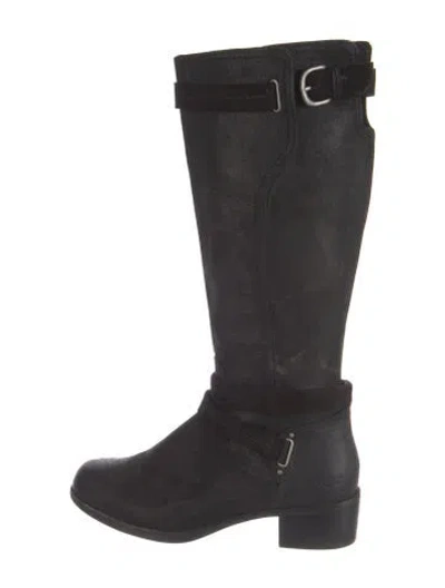Pre-owned Ugg Suede Riding Boots In Black