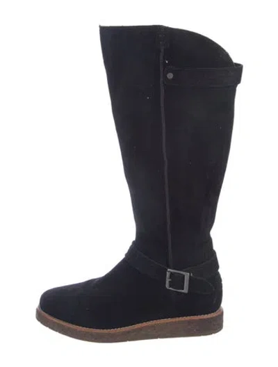 Pre-owned Ugg Suede Riding Boots In Black