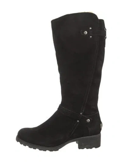 Pre-owned Ugg Suede Riding Boots In Black