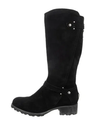 Pre-owned Ugg Suede Riding Boots In Black