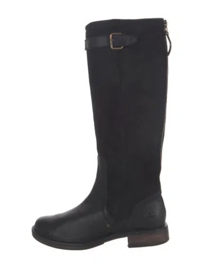 Pre-owned Ugg Suede Riding Boots In Black/blue