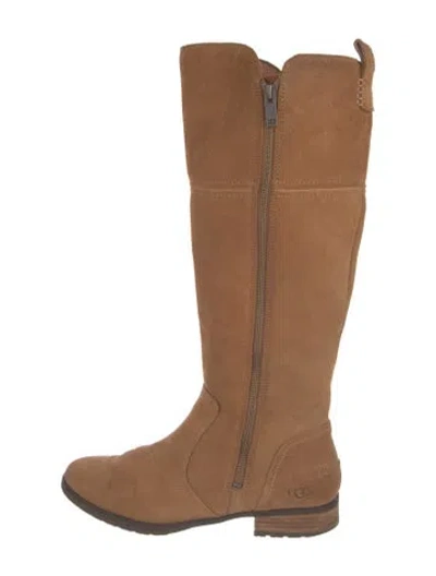 Pre-owned Ugg Suede Riding Boots In Brown