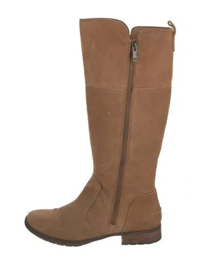 Pre-owned Ugg Suede Riding Boots In Brown
