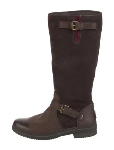 Pre-owned Ugg Suede Riding Boots In Brown