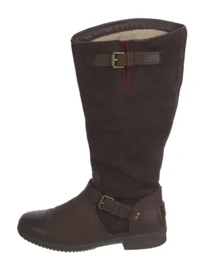 Pre-owned Ugg Suede Riding Boots In Brown