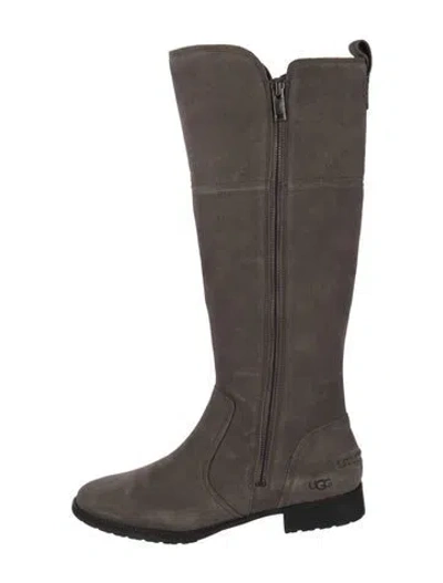 Pre-owned Ugg Suede Riding Boots In Grey