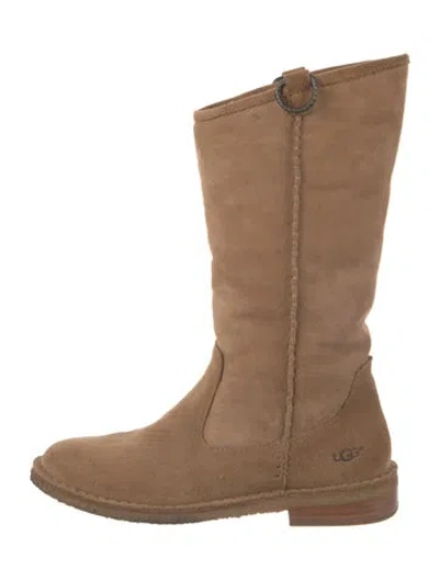 Pre-owned Ugg Suede Riding Boots In Neutral