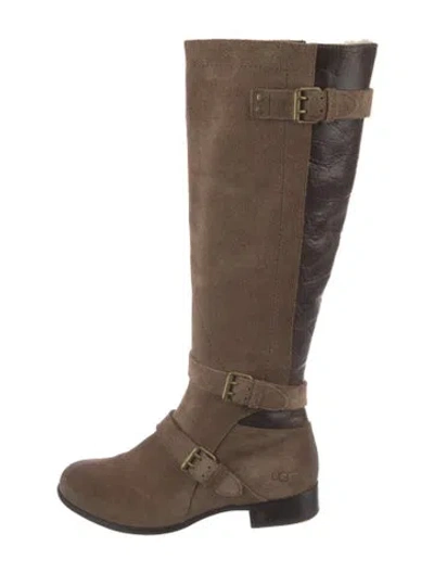 Pre-owned Ugg Suede Riding Boots In Neutral