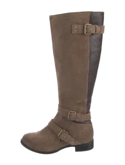 Pre-owned Ugg Suede Riding Boots In Neutral