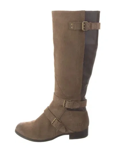 Pre-owned Ugg Suede Riding Boots In Neutral