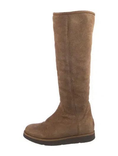 Pre-owned Ugg Suede Riding Boots In Neutral