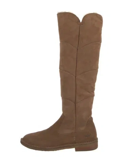 Pre-owned Ugg Suede Riding Boots In Neutral