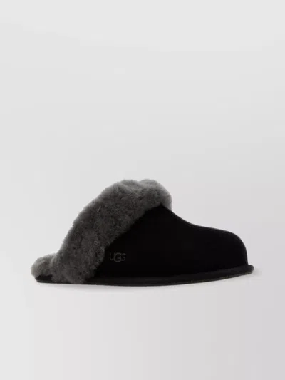 UGG SUEDE SCUFFETTE II SLIPPERS WITH FAUX FUR TRIM