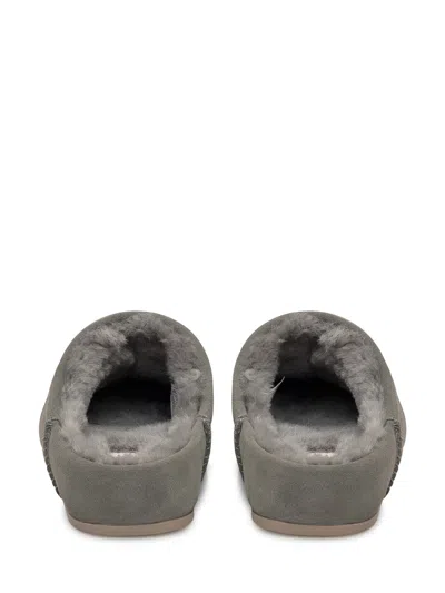 Ugg Suede Shearling-lined Slippers In Green