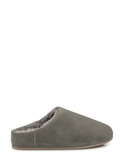 Ugg Suede Shearling-lined Slippers In Moss Green