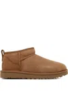Ugg Camel Suede Classic Ultra Mini Ankle Boots In Burgundy