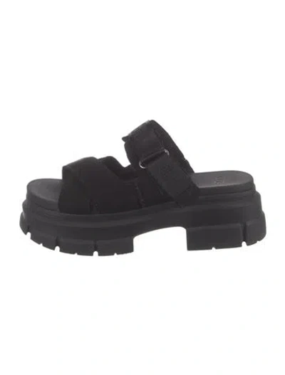 Pre-owned Ugg Suede Slides In Black