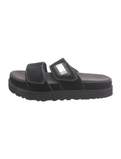 Pre-owned Ugg Suede Slides In Black