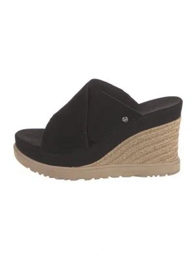 Pre-owned Ugg Suede Slides In Black