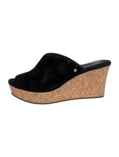 Pre-owned Ugg Suede Slides In Black