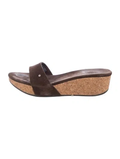 Pre-owned Ugg Suede Slides In Brown